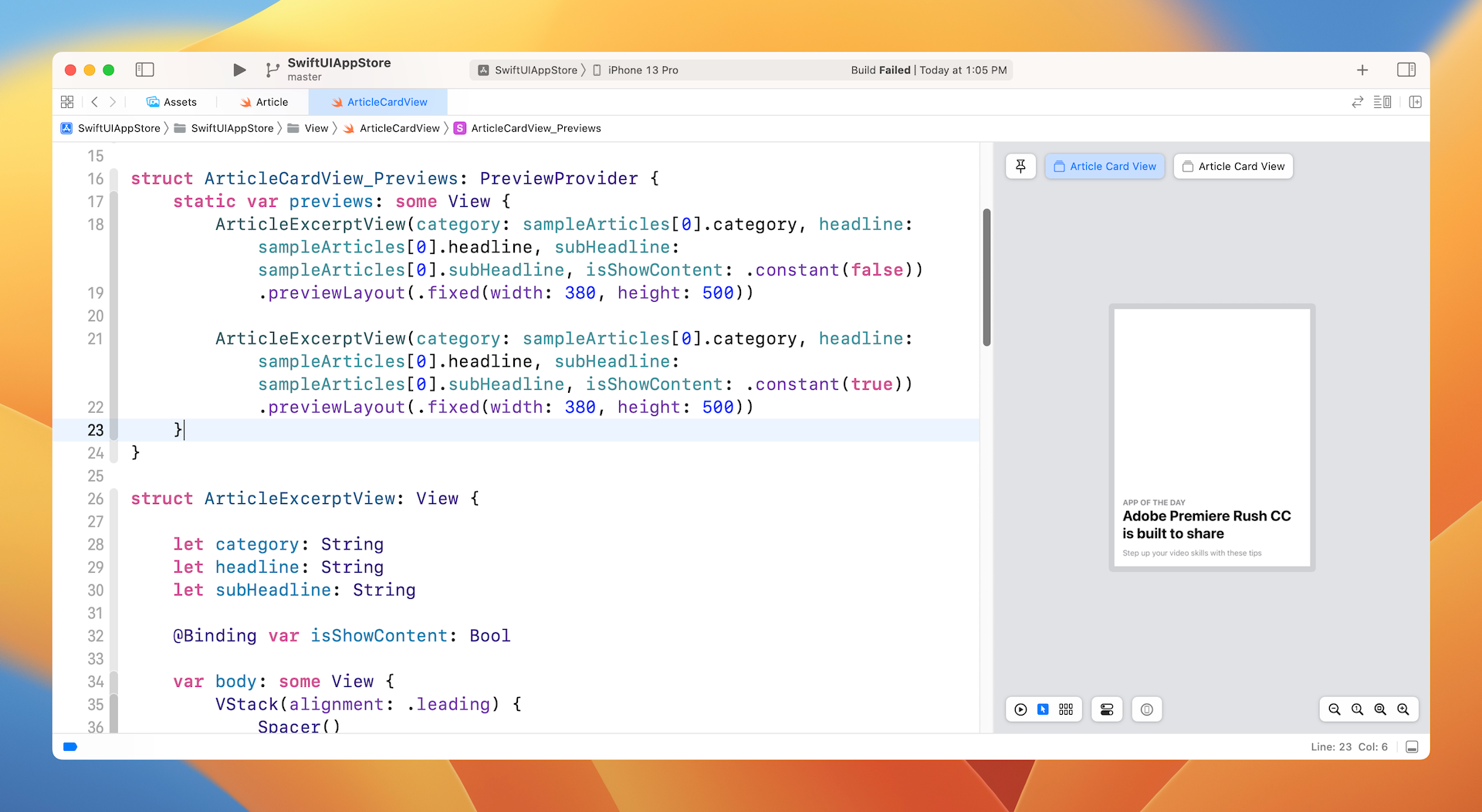 Figure 7. Previewing the excerpt view