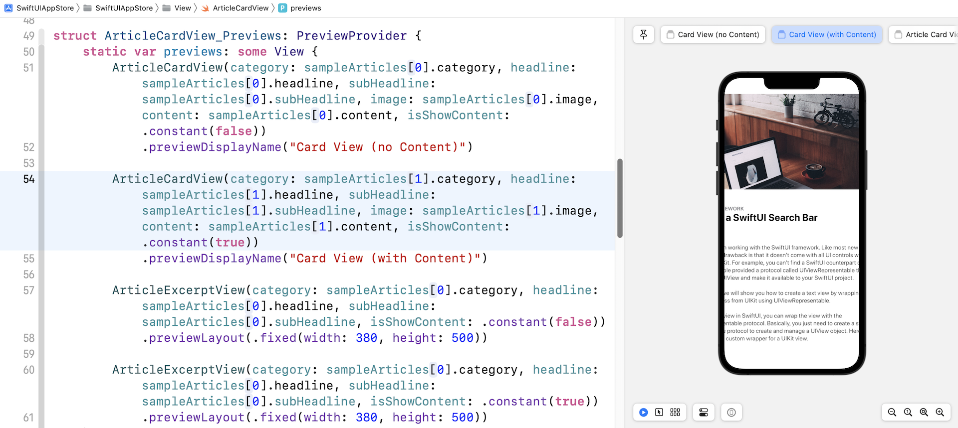 Figure 9. The card view doesn't fit the content