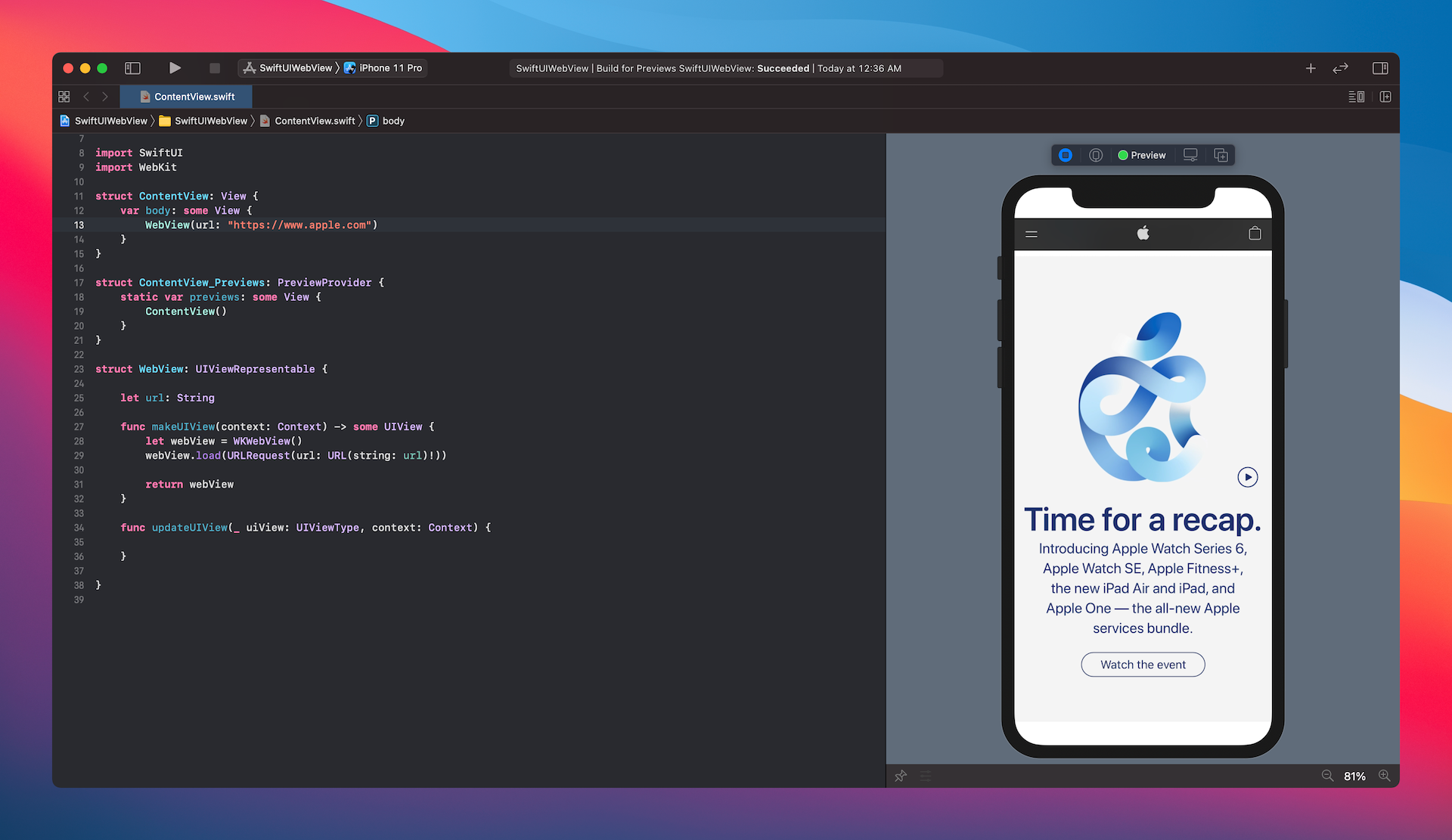 Figure 6. Porting WKWebView to SwiftUI