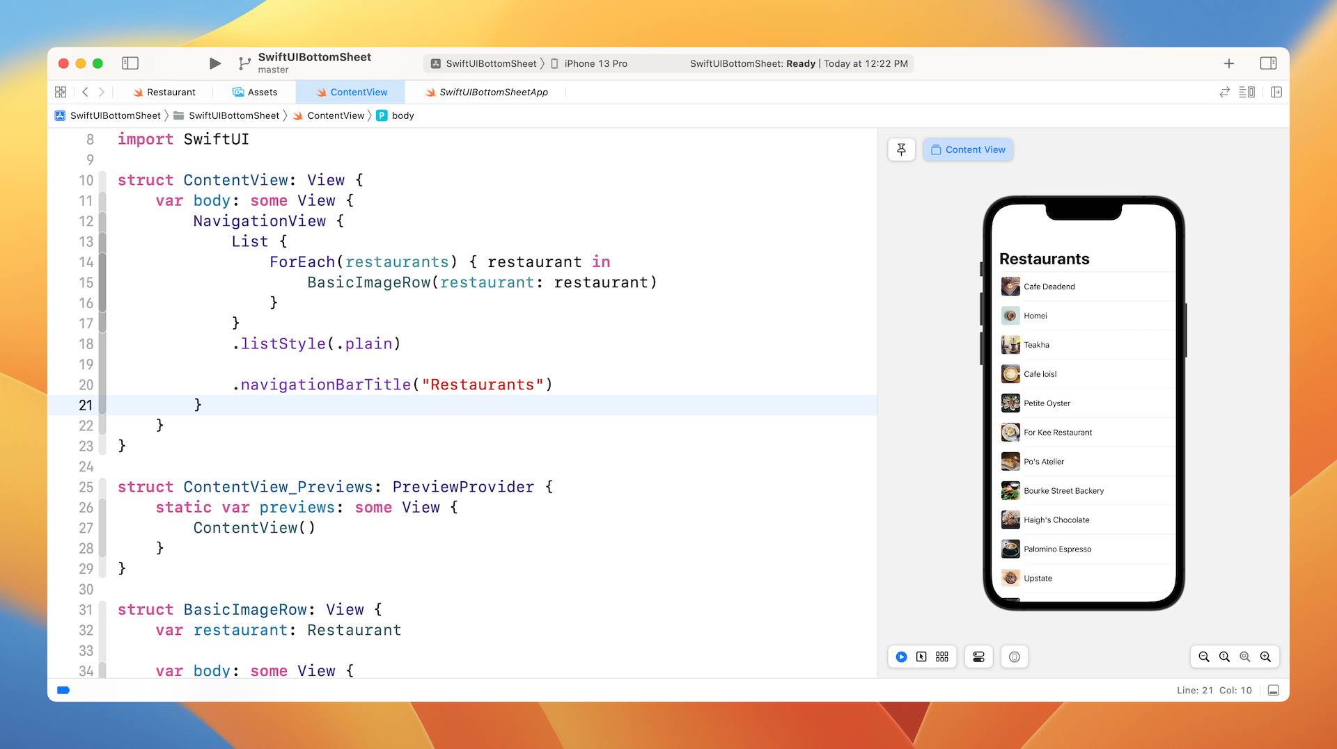 Figure 4. The list view