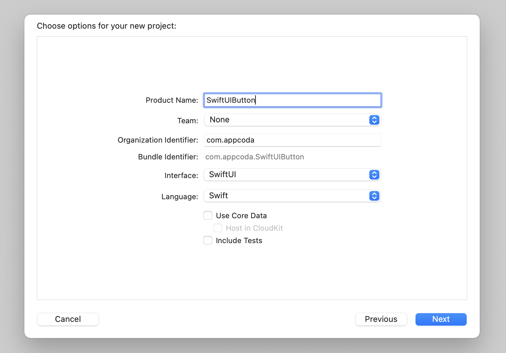 Figure 1. Creating a new project