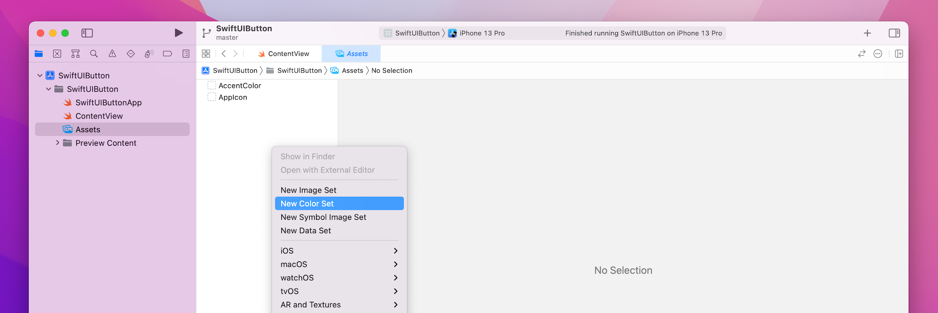 Figure 16. Define a new color set in the asset catalog