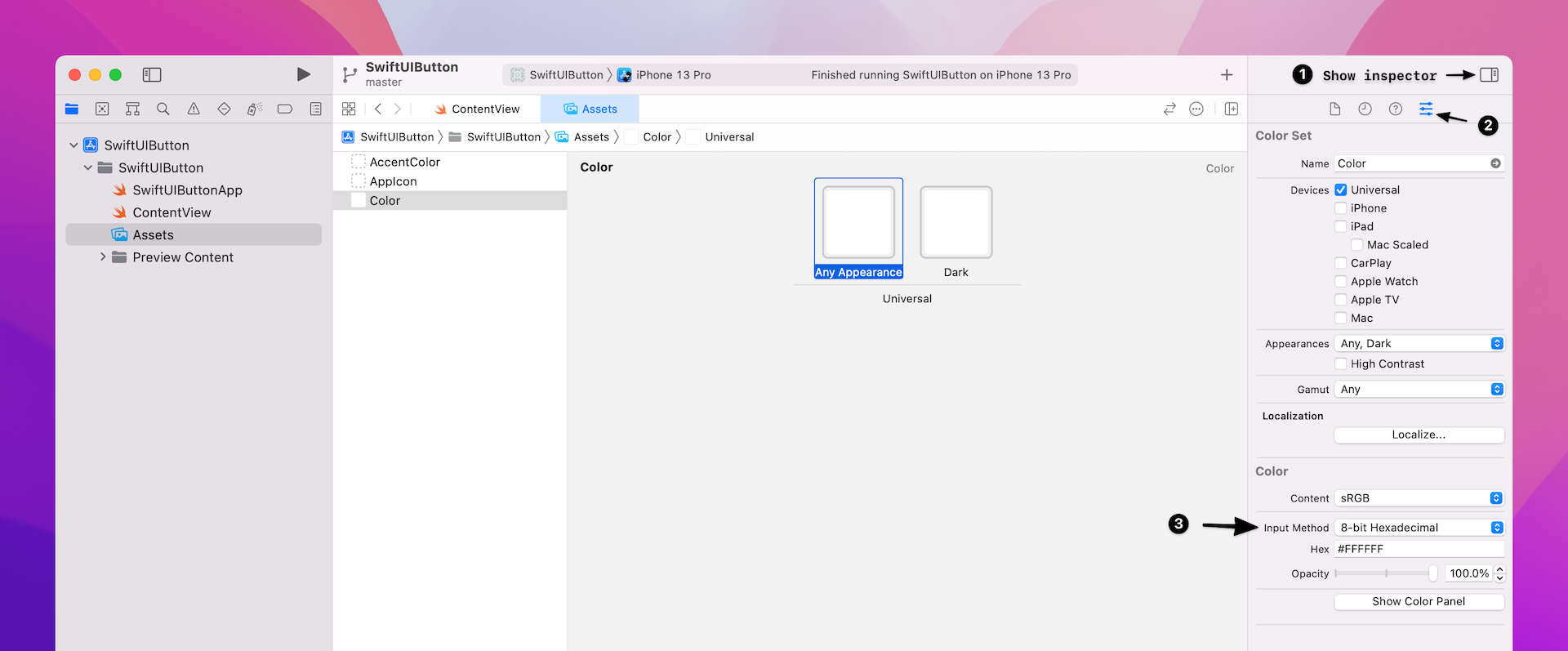 Figure 17. Editing the attributes of a color set