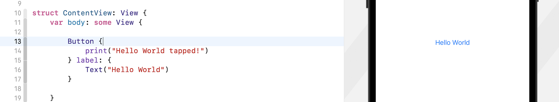 Figure 3. Creating a simple button