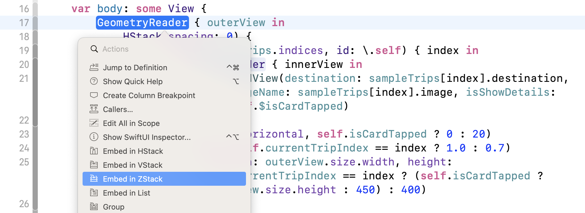 Figure 16. Embed the outer view in a VStack