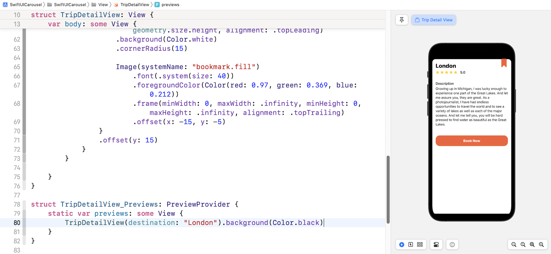 Figure 19. Previewing the detail view