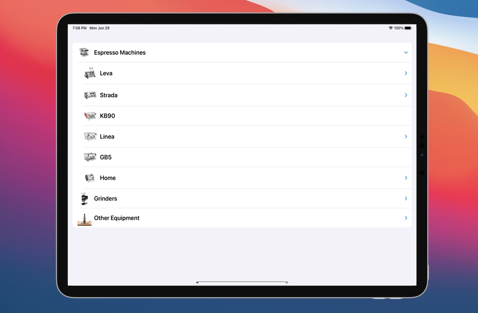 Figure 1. The expandable list view