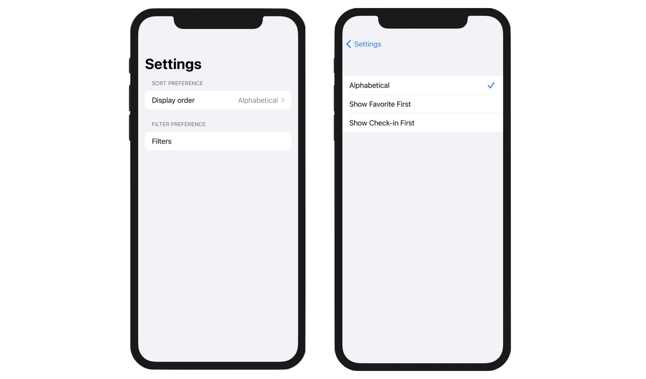 Figure 5. Using Picker view for display order selection