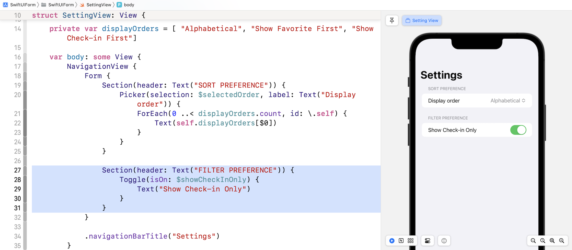Figure 6. Showing a toggle switch