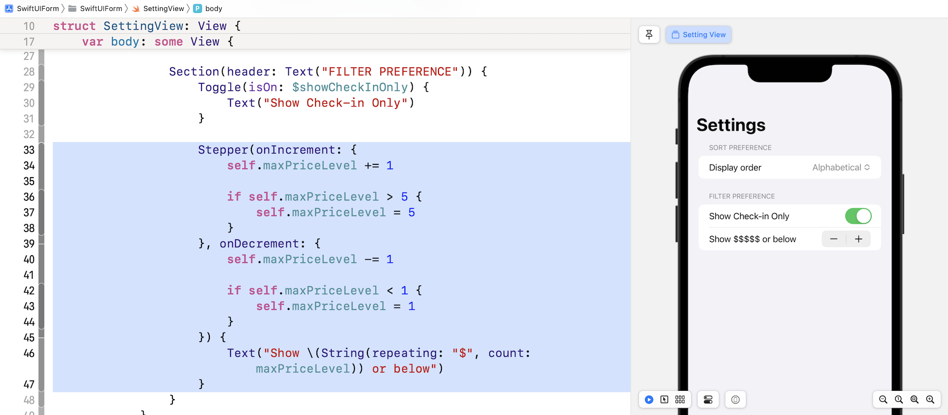 Figure 7. Implementing a stepper