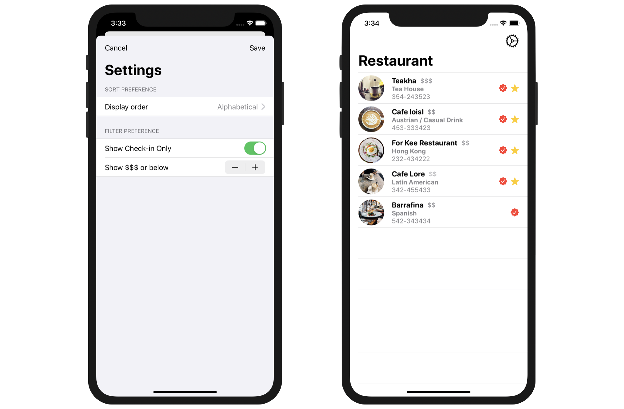 Figure 4. The list view now refreshes its items when you change the filter preference
