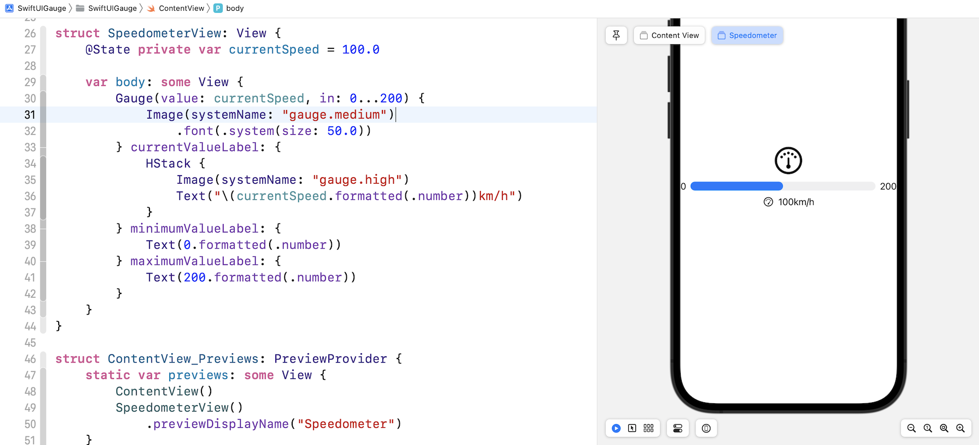 Figure 3. A speedometer view with image labels
