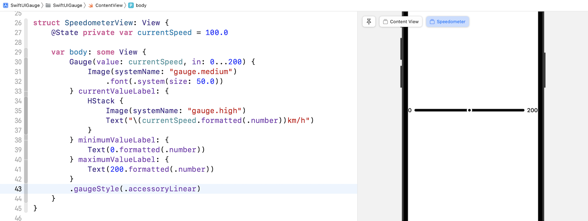 Figure 5. Using the accessoryLinear style