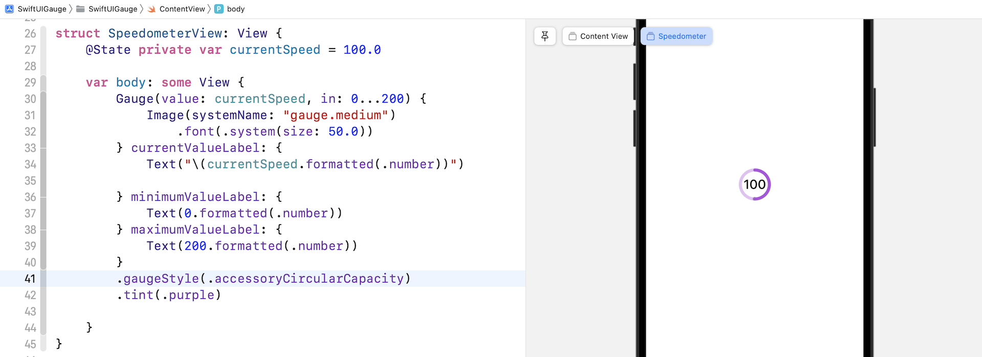 Figure 8. Using the accessoryCircularCapacity style