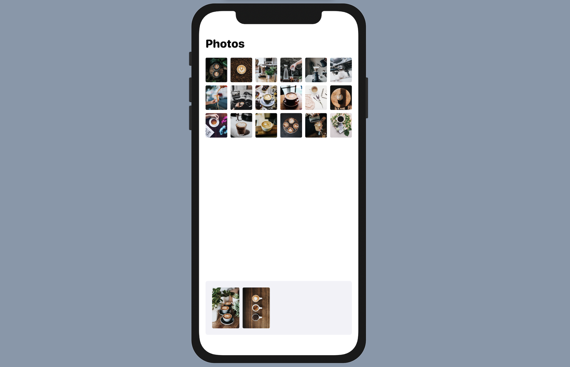 Figure 4. The selected photos are added to the dock