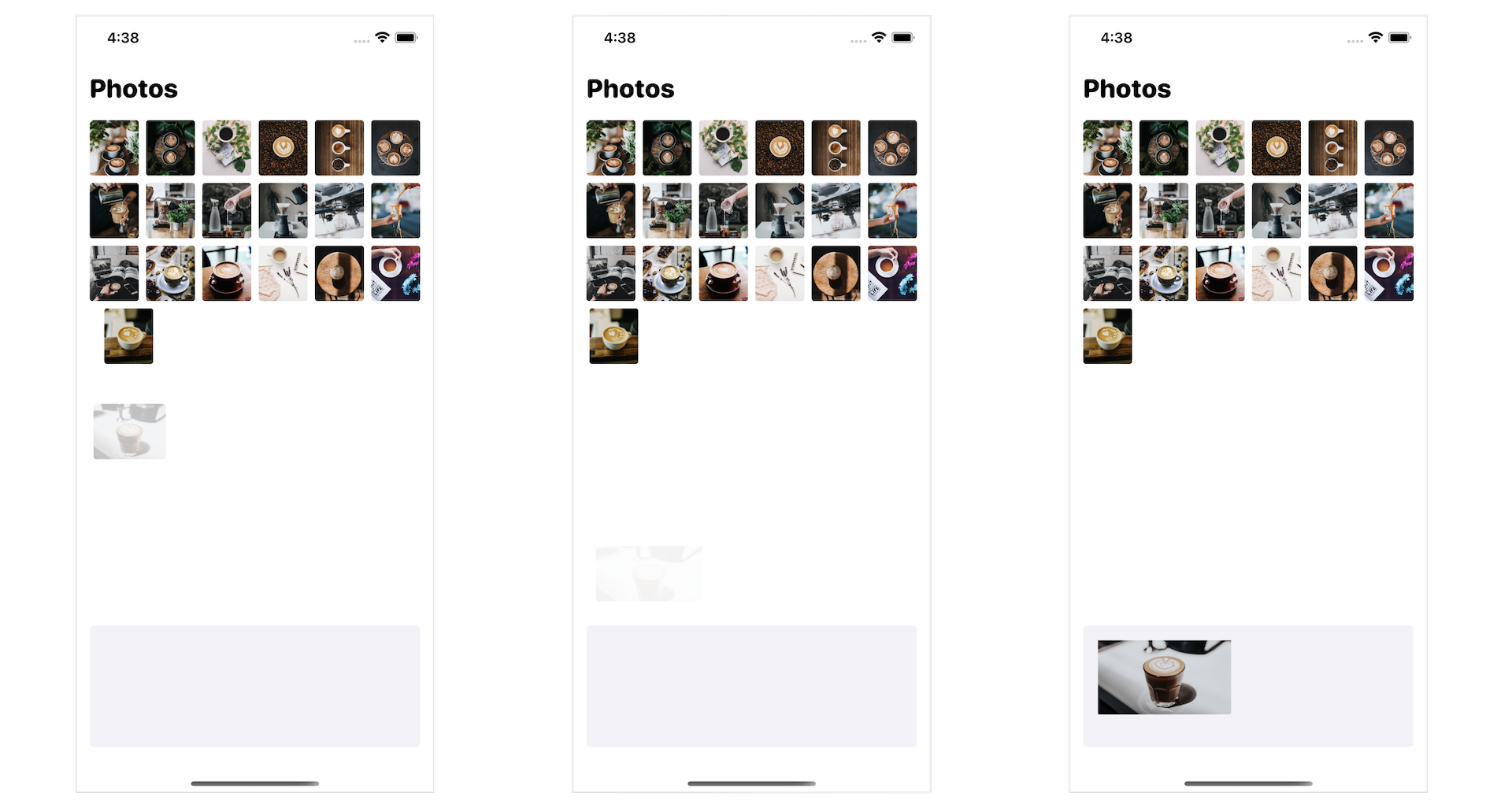 Figure 5. The selected photos are added to the dock with animation