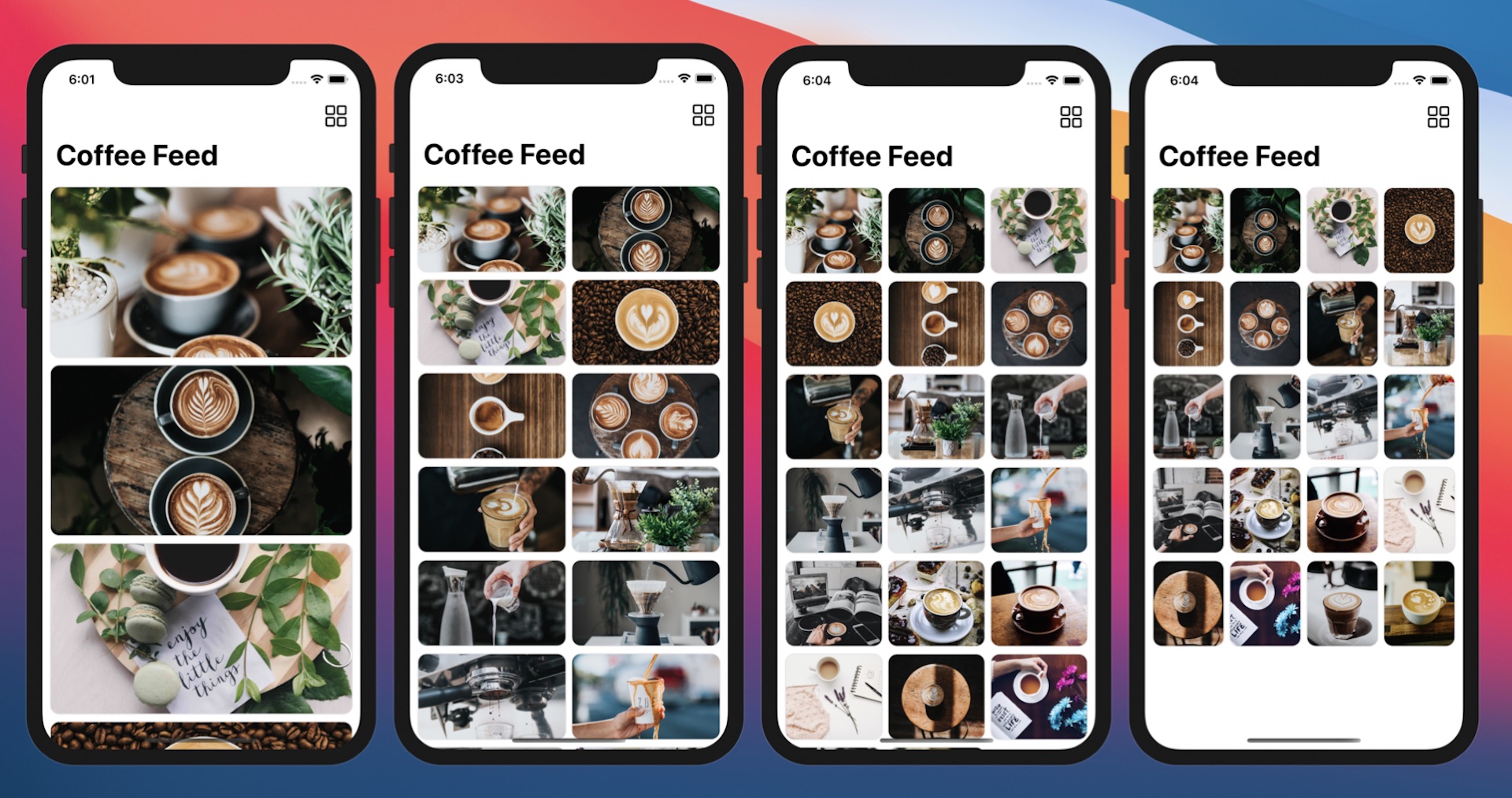 Figure 10. Creating a horizontal grid with LazyHGrid