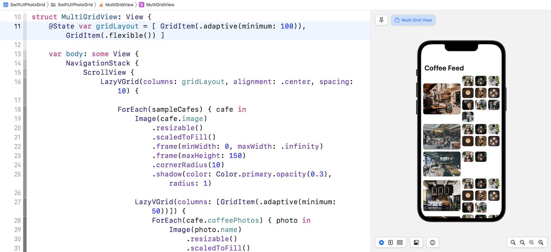 Figure 17. Arrange the cafe and coffee photos side by side