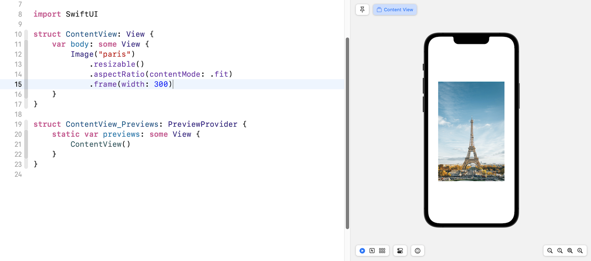 Figure 10. Limit the width of the image using the frame modifier