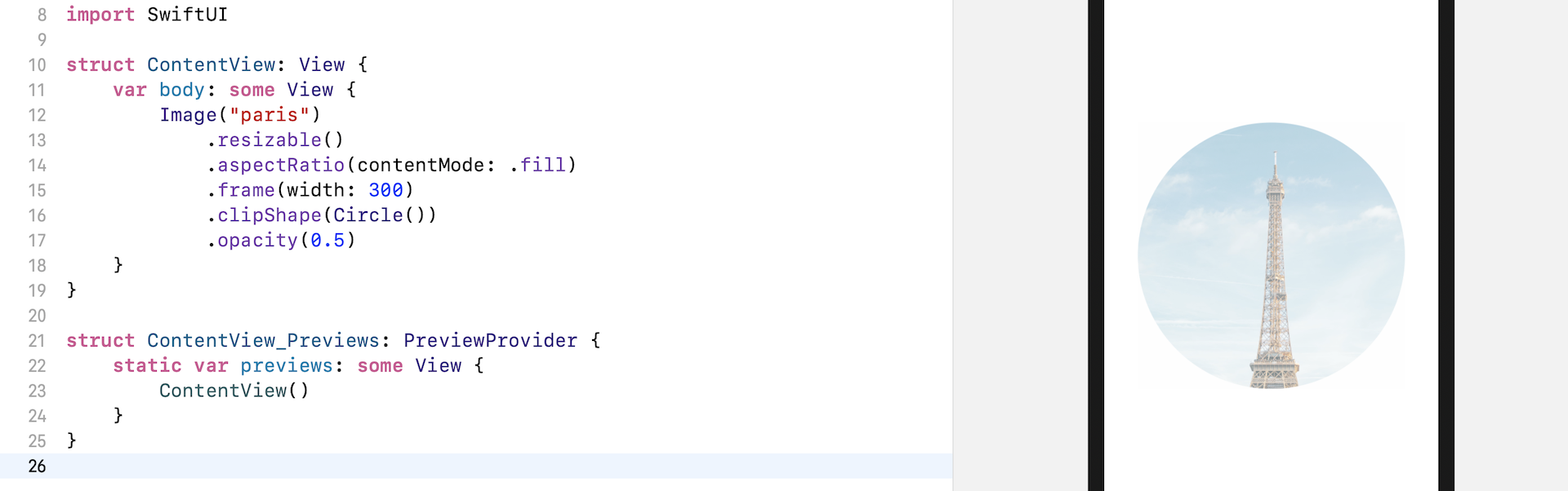 Figure 14. Adjusting the opacity to 50%