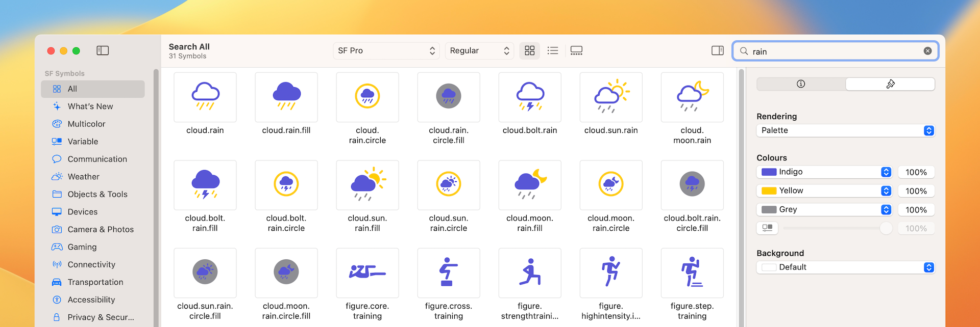 Figure 18. Using palette rendering in SF Symbols