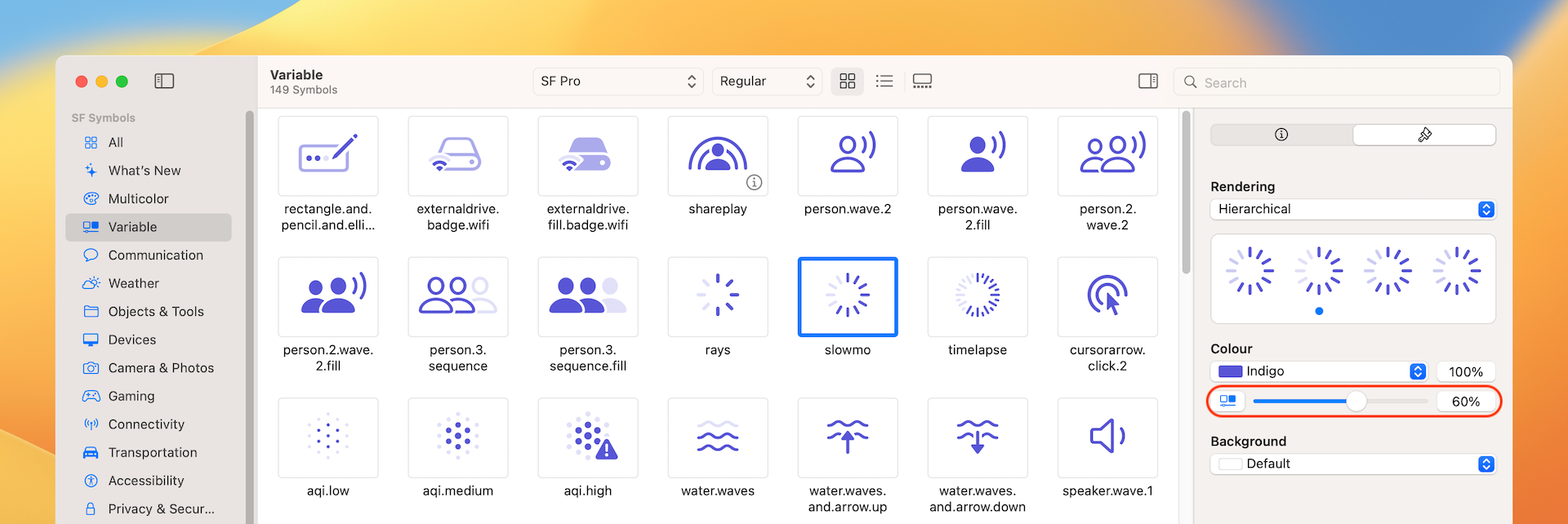 Figure 19. Using Variable Color in SF Symbols