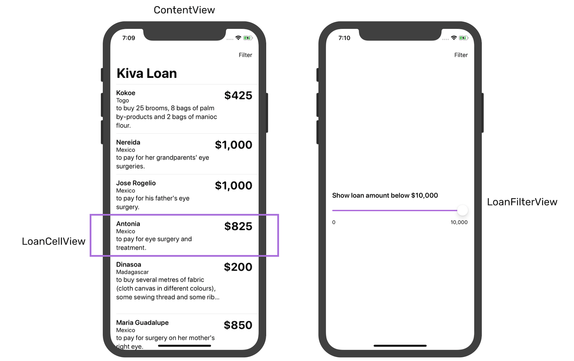 Figure 7. The user interface of our demo app