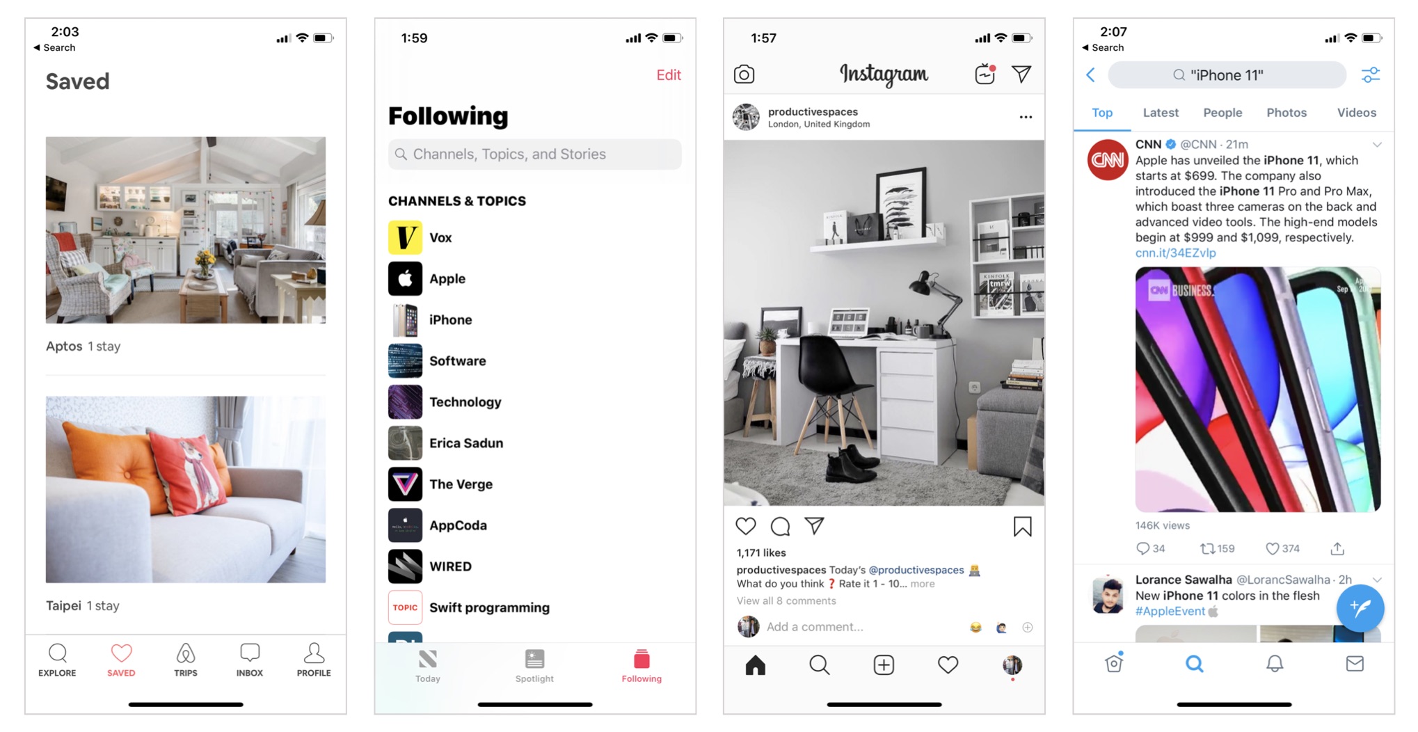 Figure 1. Sample list views