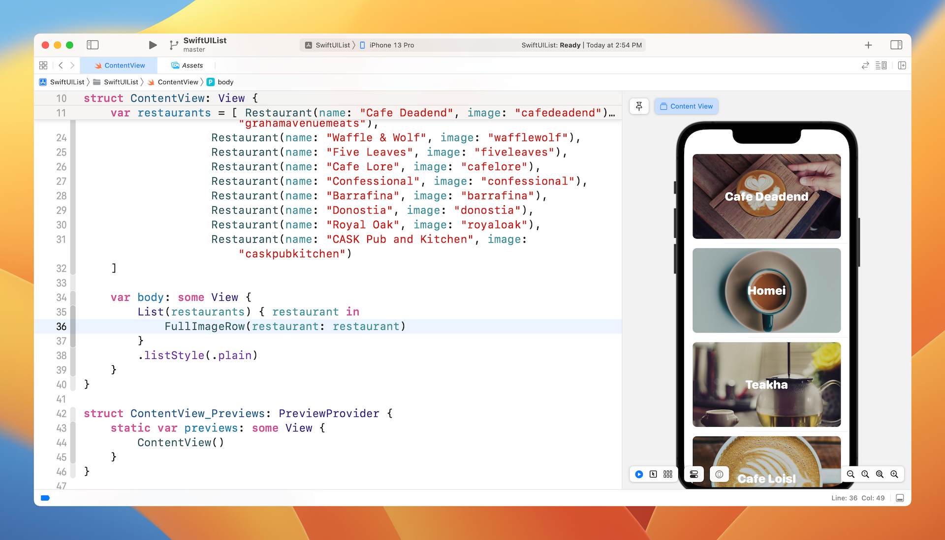 Figure 11. Changing the row layout
