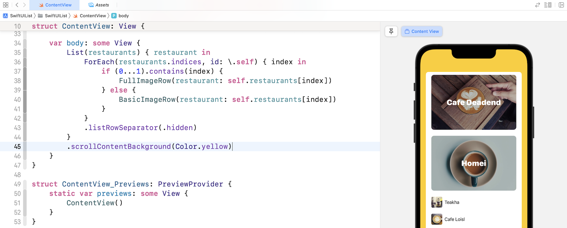 Figure 13. Changing the color of the scrollable area