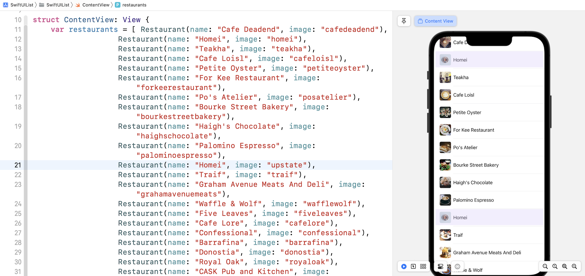 Figure 8. Two restaurants have the same name