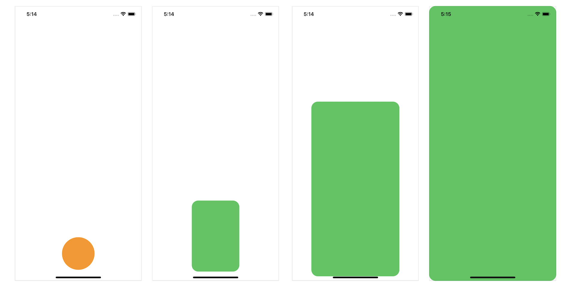 Figure 5. Transforming a circle button to a full screen background