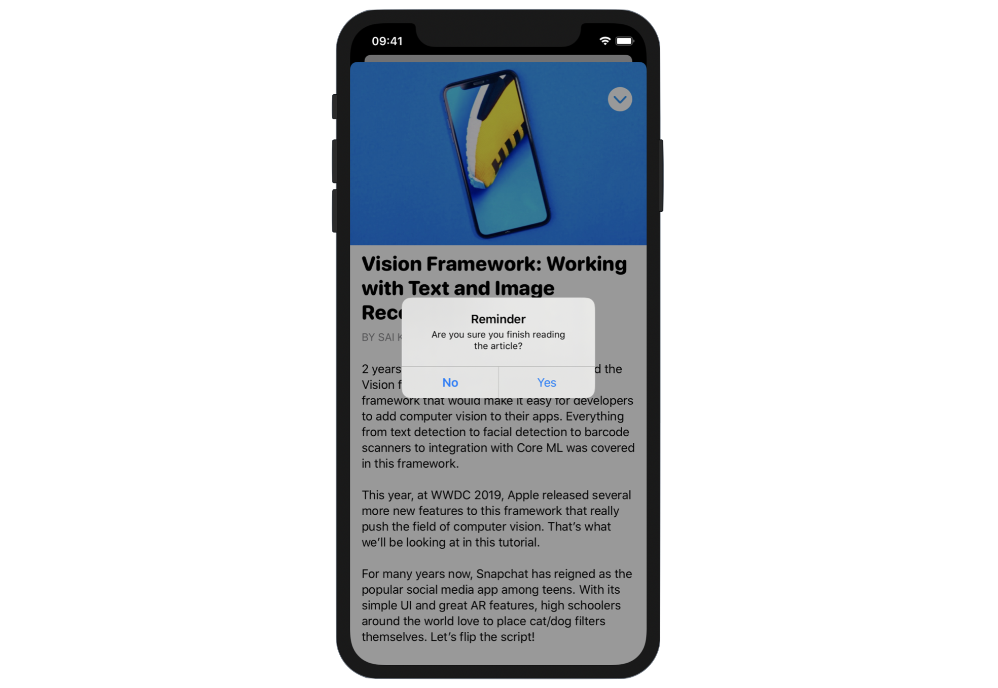 Figure 7. Displaying an alert