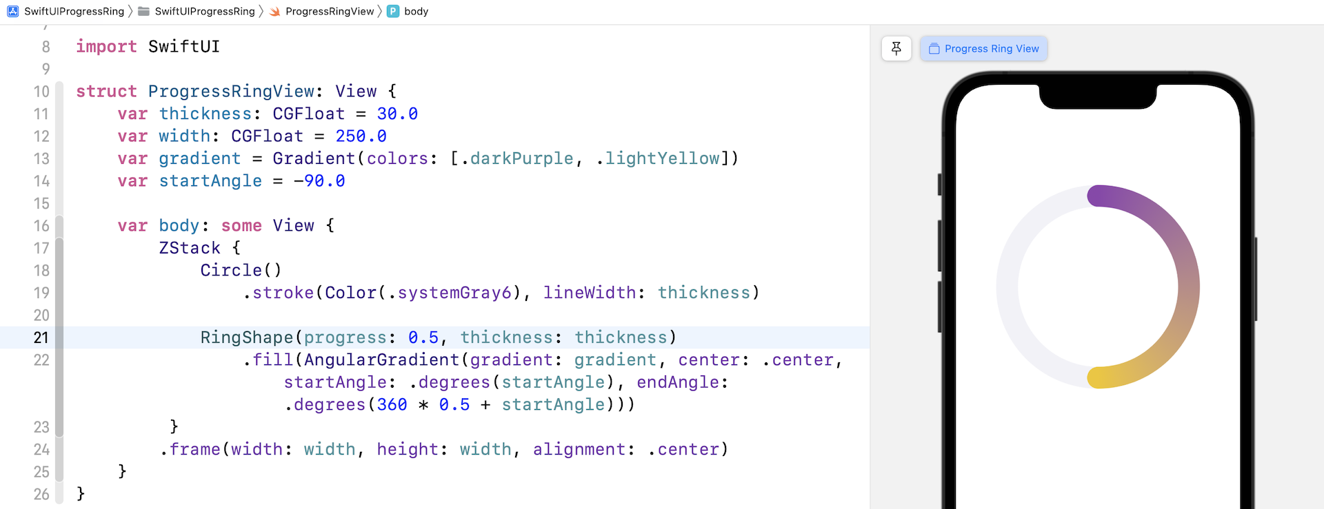 Figure 10. A circular progress bar with gradient