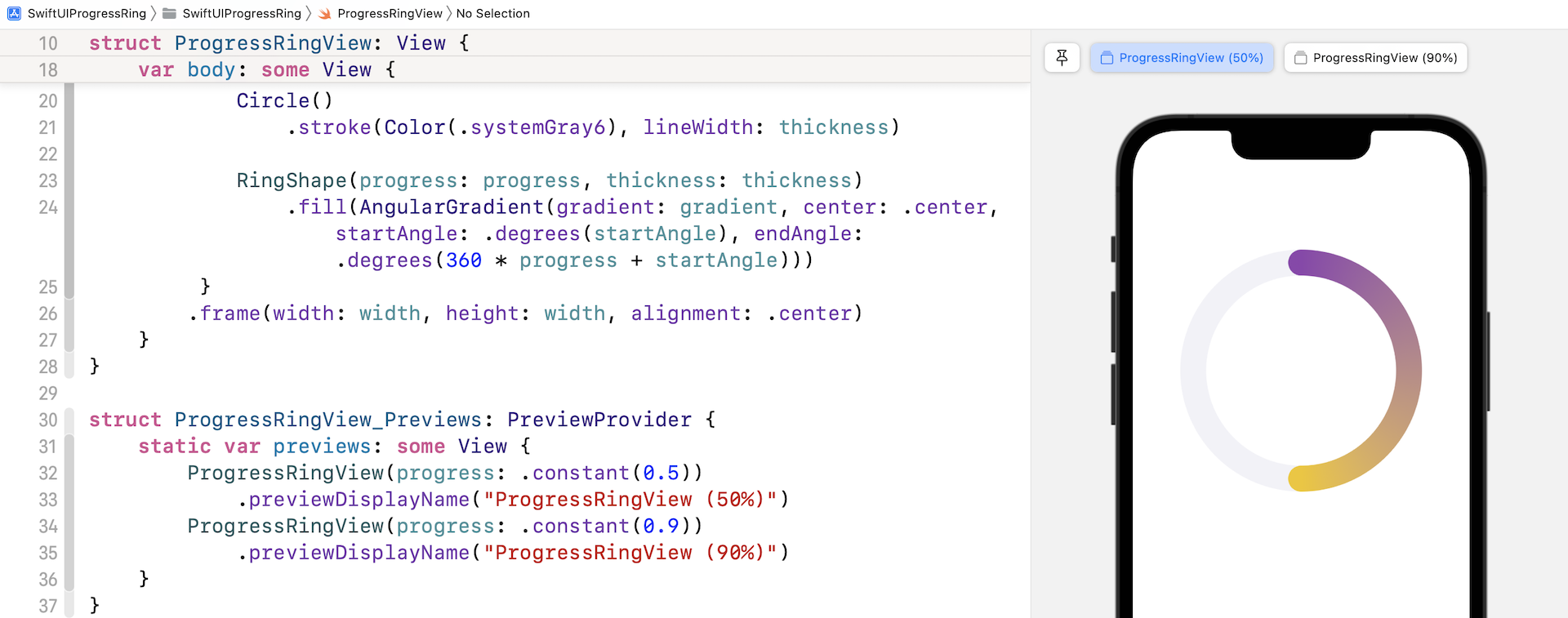 Figure 11. A circular progress bar with gradient