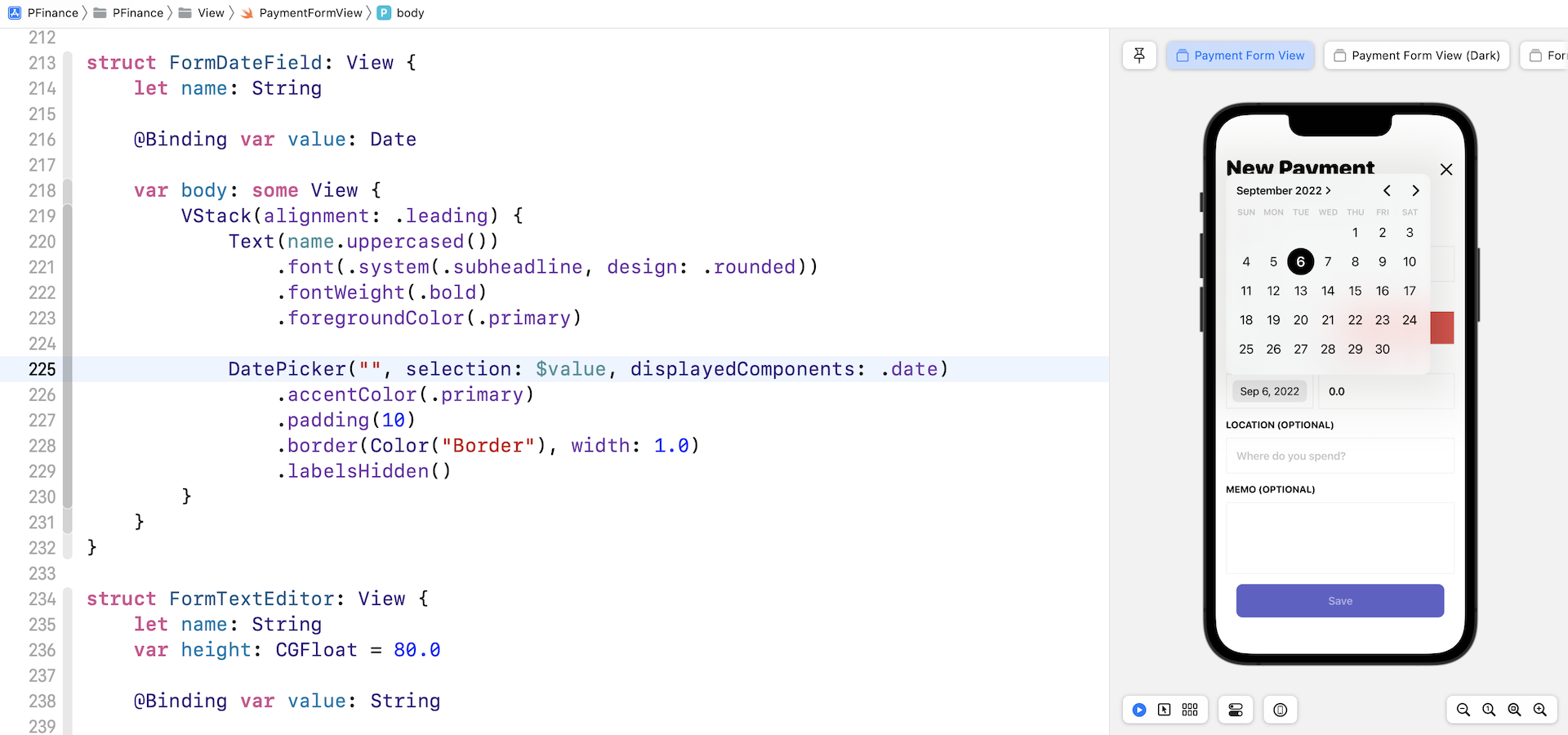Figure 4. Tapping the date field shows you a full calendar