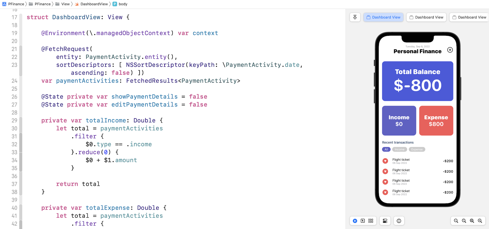 Figure 6. The dashboard view