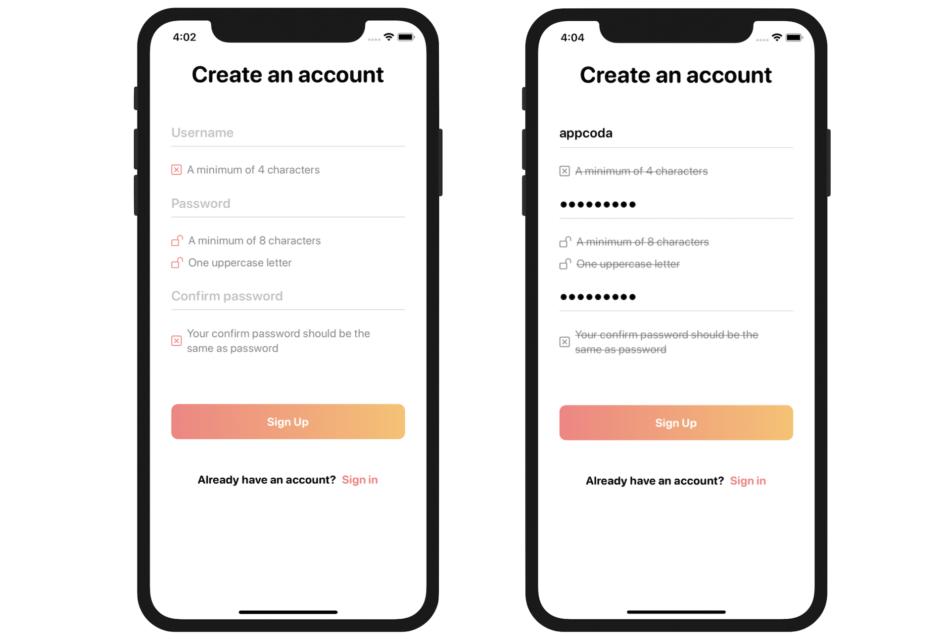 Figure 1. User registration demo