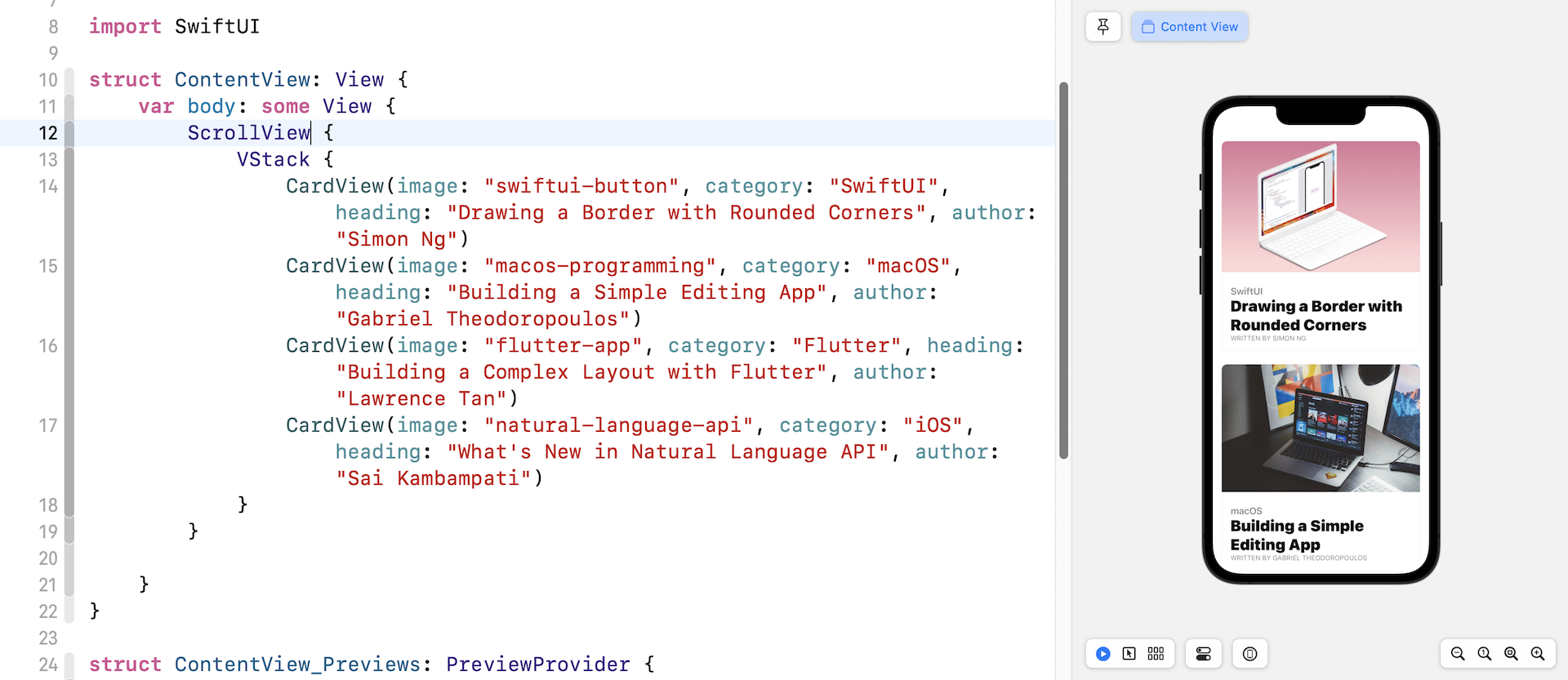 Figure 13. Using ScrollView