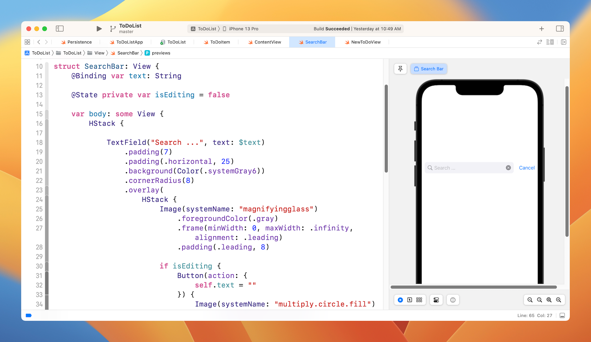 Figure 2. Previewing the search bar