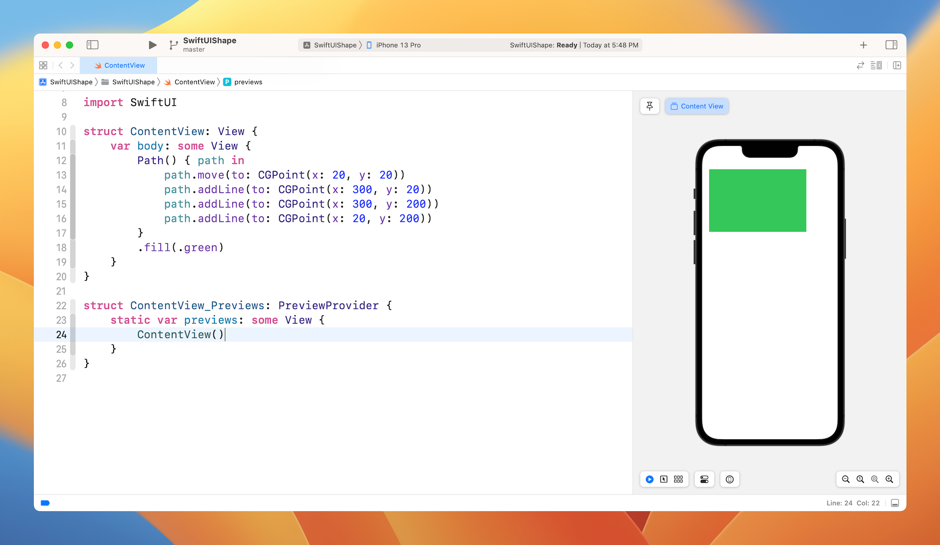 Figure 3. Drawing a rectangle using Path