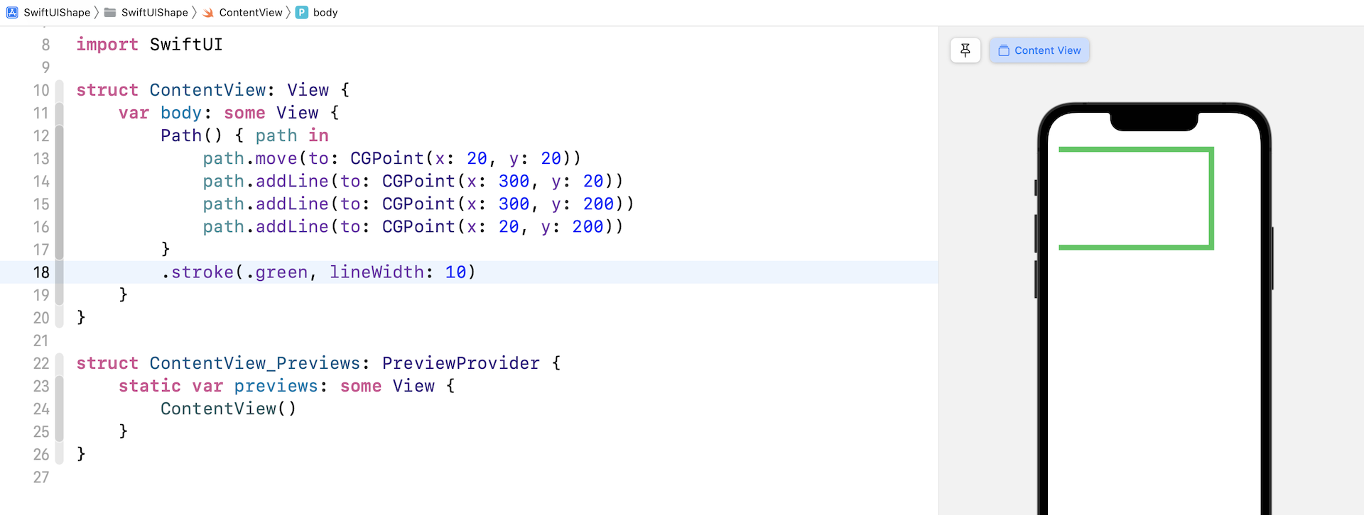 Figure 4. Drawing the lines with stroke