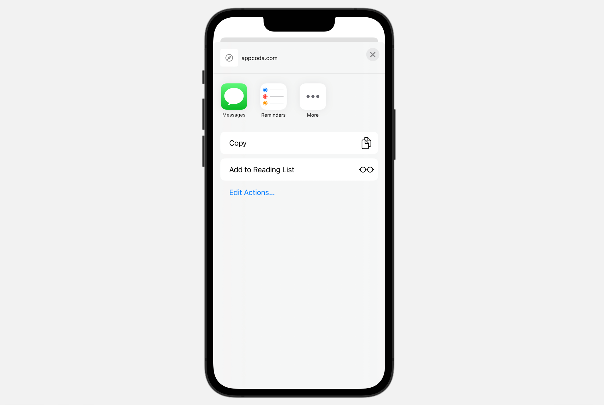Figure 2. Displaying the share sheet