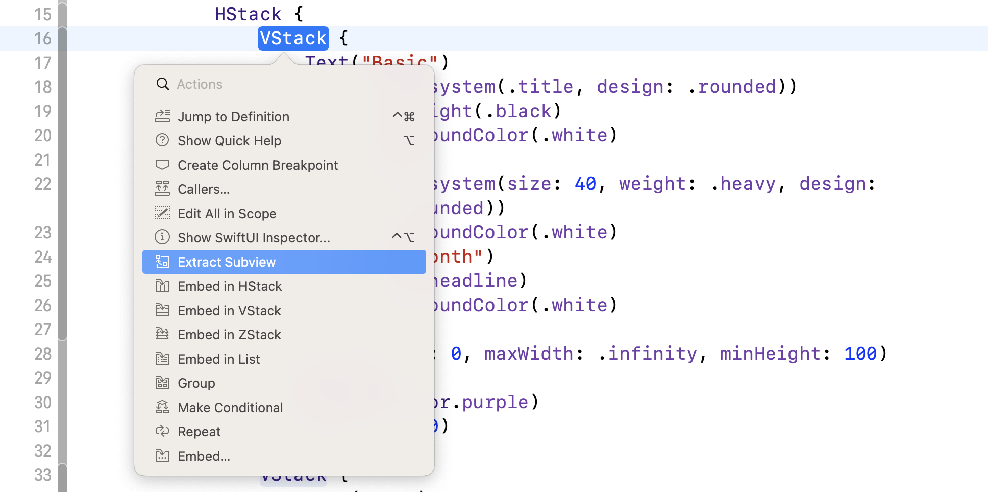 Figure 19. Extracting the subview
