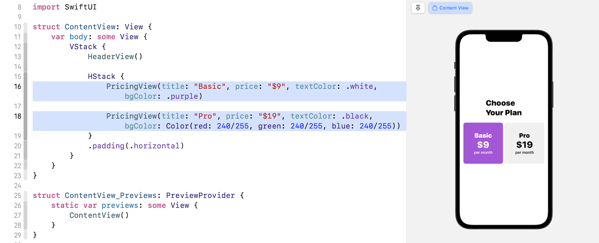 Figure 21. ContentView after refactoring the code