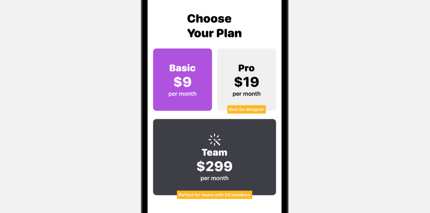 Figure 24. Adding the Team plan