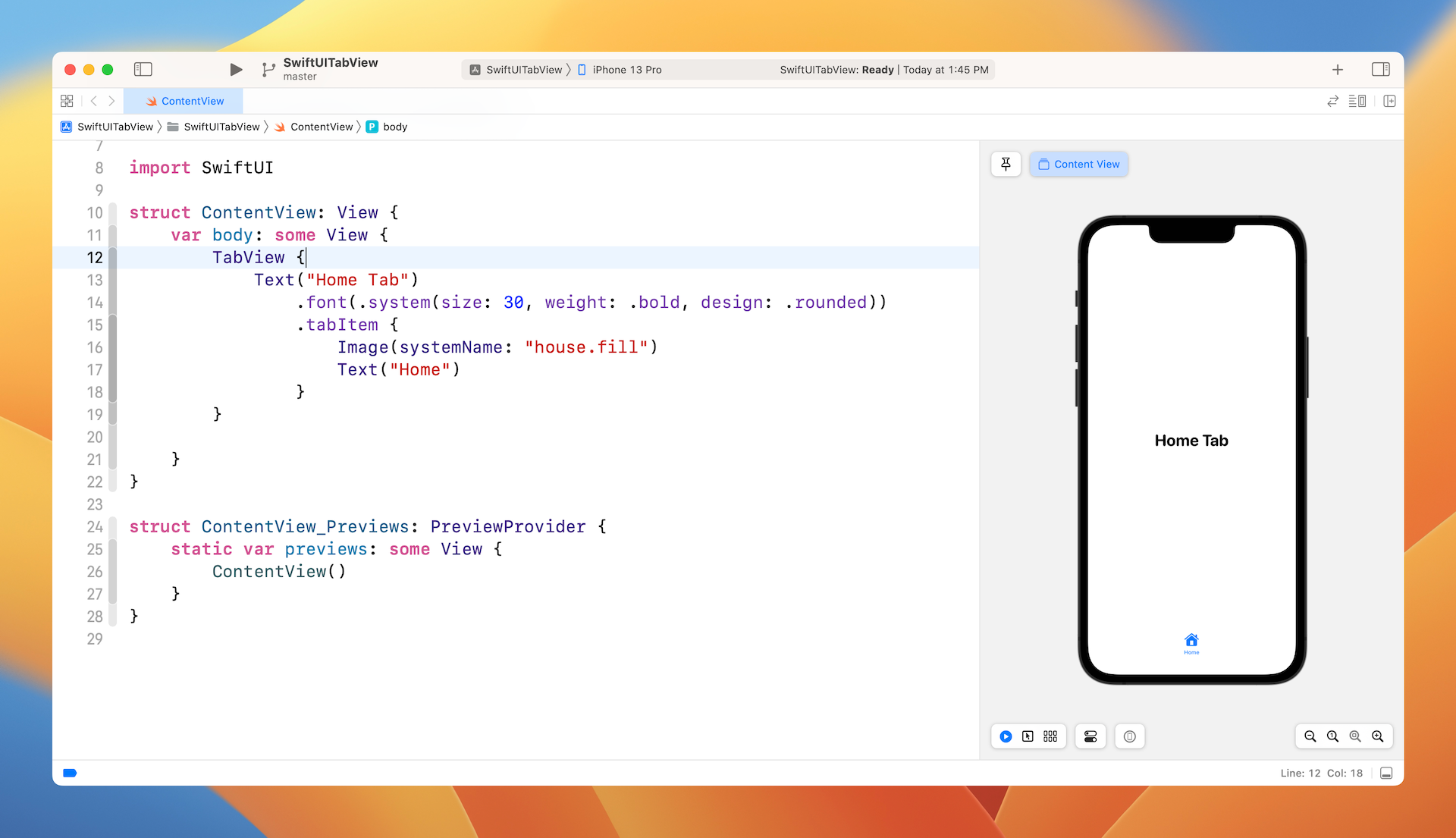 Figure 1. Tab bar with a single tab item