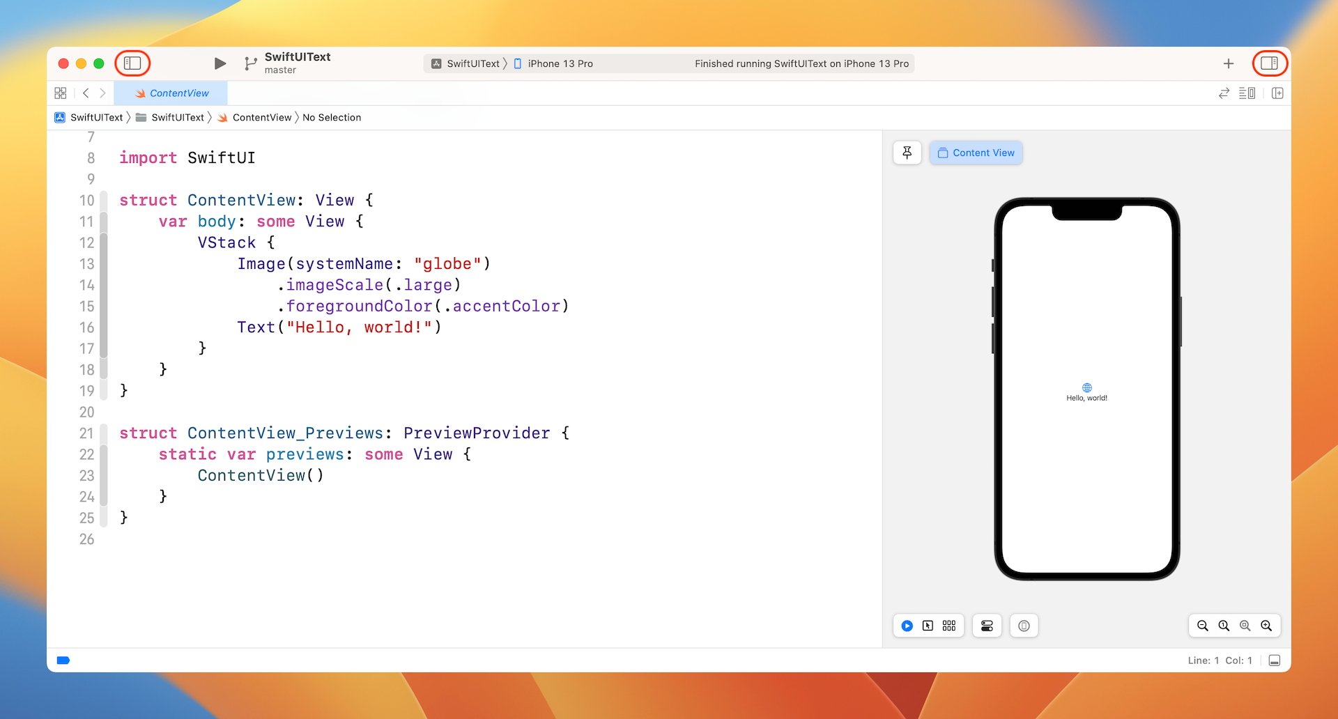 Figure 2. The code editor and the canvas