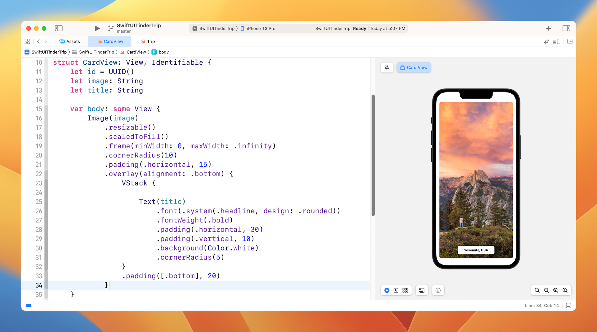 Figure 4. Previewing the card view