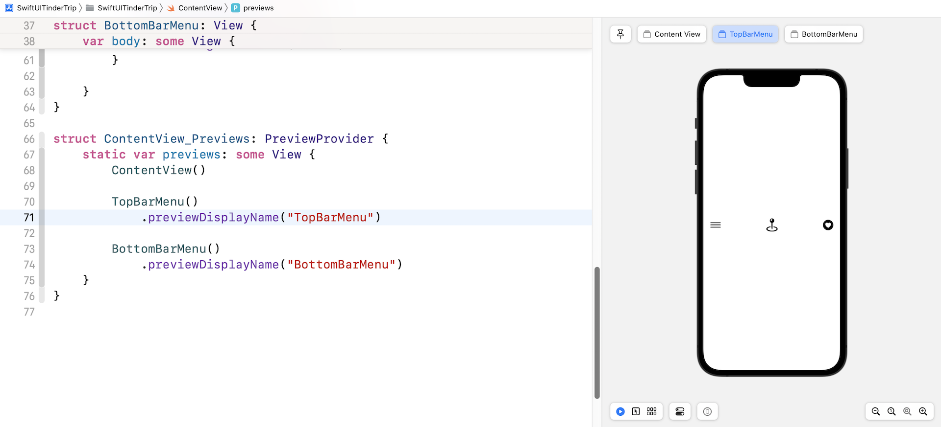 Figure 5. Previewing the menu bars